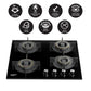 Crompton HOB-SSDC604-MBL SensoSafe 60 cm 4 Burners Built-in Gas Hob With High Efficiency Brass Burners, Auto-Ignition and 8 MM Toughened Glass ( Midnight Black)