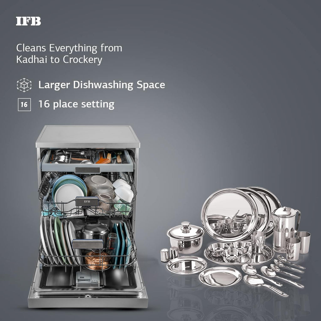 IFB Neptune SX16 16 Place Setting Dishwasher | Ion Tech | Auto Door Opening | 360° Spray Arms | 70°C Hot Wash