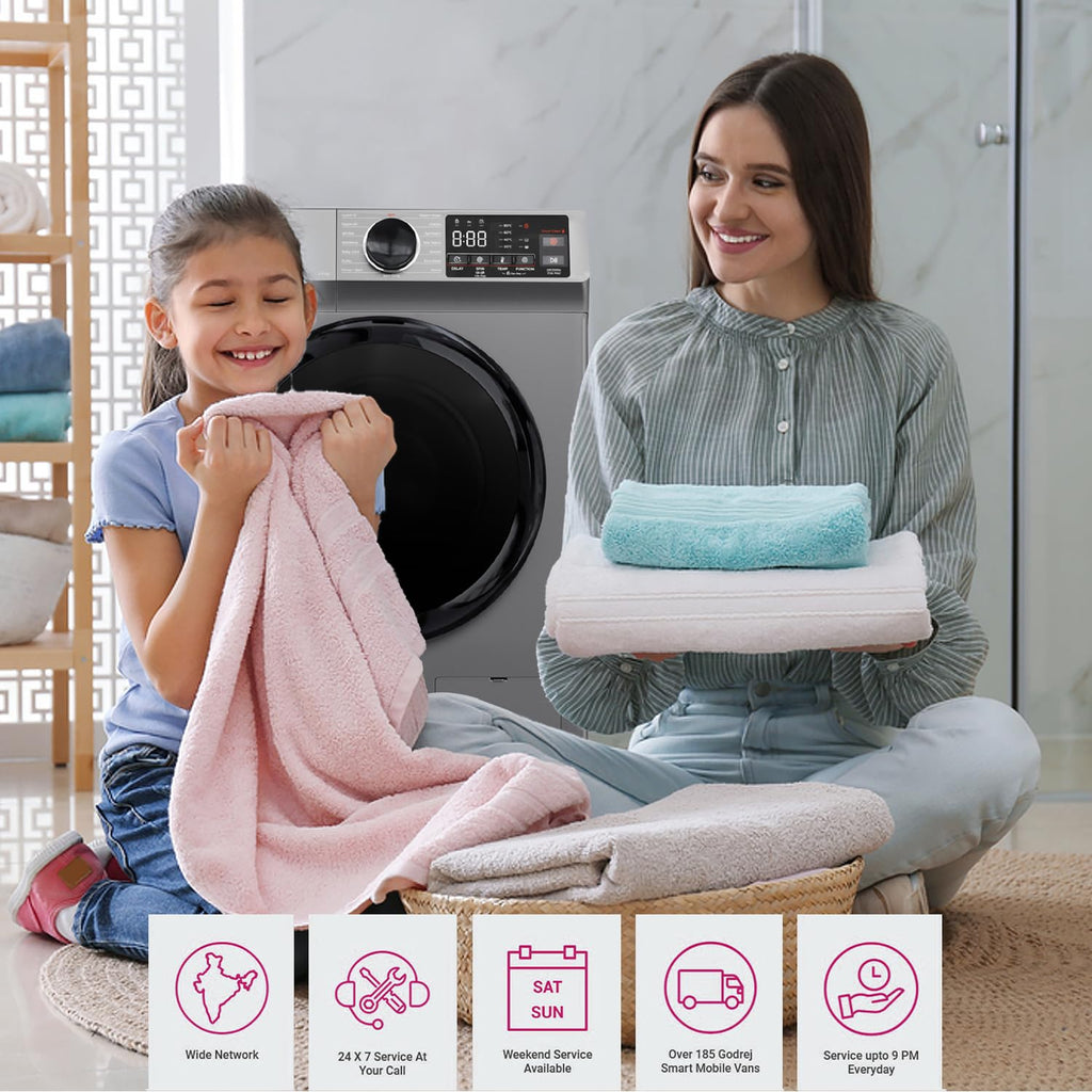 Godrej WFEON CEL 1014 IEBT SLSR 10 Kg 5 Star, With AI Tech, Digi Inverter Fully-Automatic Front Load Washing Machine (  Silver Stream, With Steam Wash)