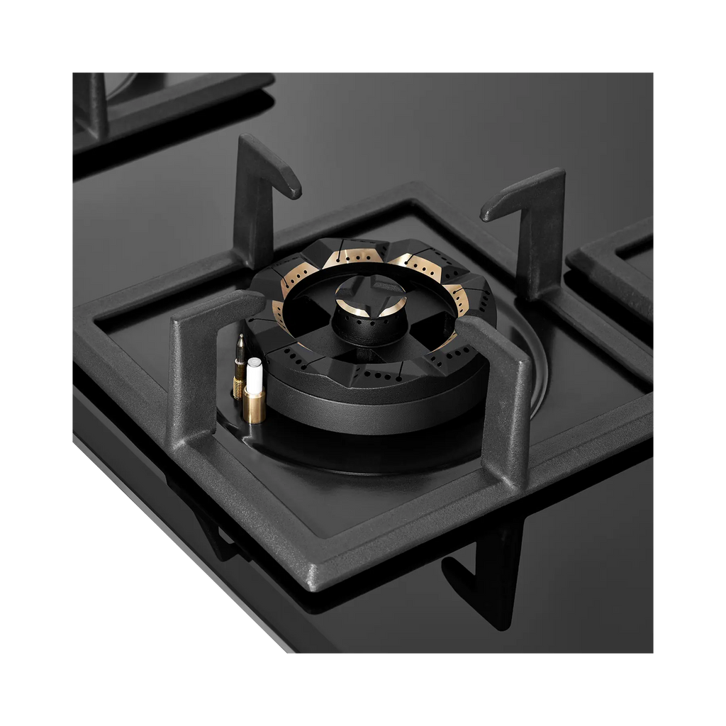 IFB 78-GCI4B-3D FB FFD 4 Burner Built-in Hybrid Hob – 3D Brass Burners, Auto Ignition, Flame Failure Device, Black Glass Top