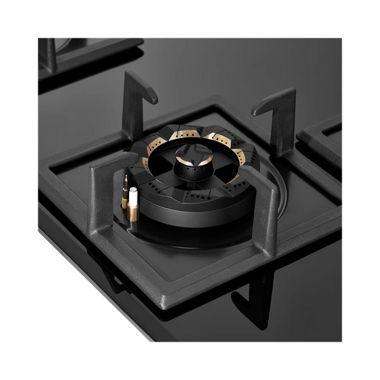 IFB 78-GCI4B-3D FB FFD 4 Burner Built-in Hybrid Hob – 3D Brass Burners, Auto Ignition, Flame Failure Device, Black Glass Top
