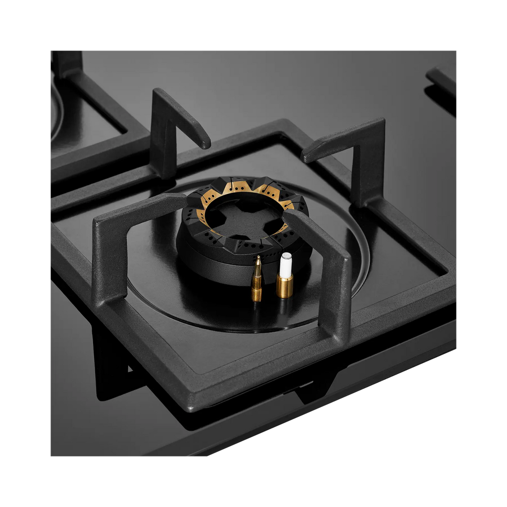 IFB 78-GCI4B-3D FB FFD 4 Burner Built-in Hybrid Hob – 3D Brass Burners, Auto Ignition, Flame Failure Device, Black Glass Top