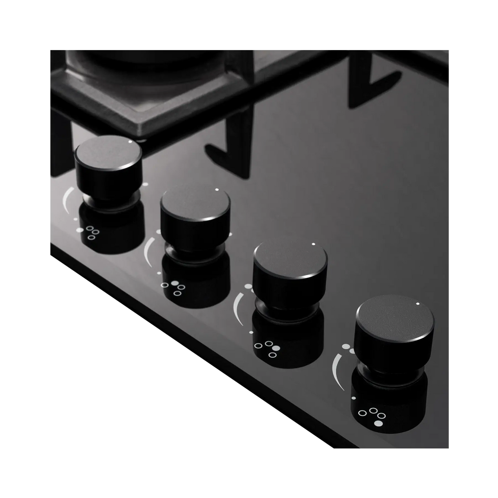 IFB 78-GCI4B-3D FB FFD 4 Burner Built-in Hybrid Hob – 3D Brass Burners, Auto Ignition, Flame Failure Device, Black Glass Top