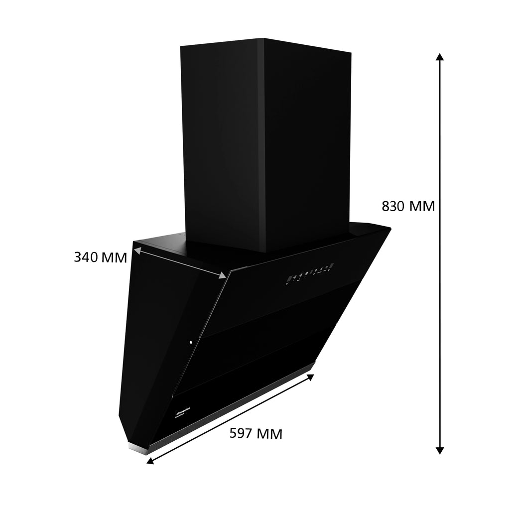 Crompton CHD-SSI60FLX-MBL SensoSmart 60cm Filterless Auto-Clean Chimney | 1352 m³/hr Suction | Gesture & Touch Control | Wall Mount | Black | Made in India