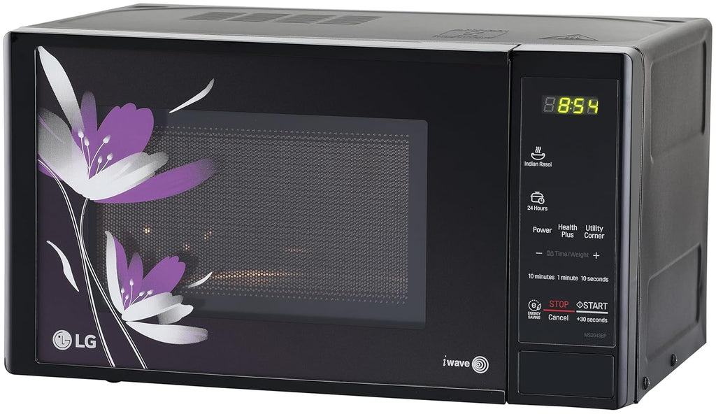 LG MS2043BP 20L Solo Microwave Oven (Black, Polished Finish) with i-Wave Technology, Anti-Bacterial Cavity, 44 Auto Cook Menus & Child Lock – Ideal for Reheating, Defrosting & Healthy Cooking