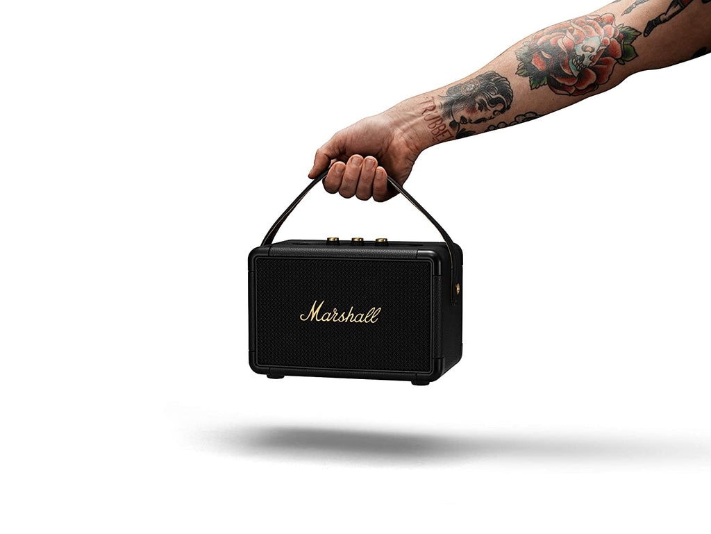 Marshall Kilburn II Portable Bluetooth Speaker (Black & Brass) | 20+ Hours Playtime | Multi-Directional Sound | IPX2 Water Resistant | Bluetooth 5.0 aptX | Premium Rugged Design