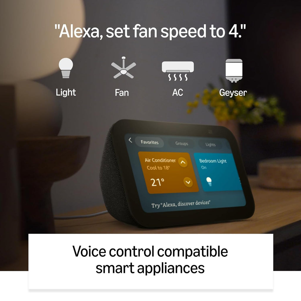 Amazon Echo Show 5 3rd Generation ( Latest Model ) | Smart display with Alexa, 2x bass speaker, clearer sound, camera for home monitoring, bluetooth | Charcoal