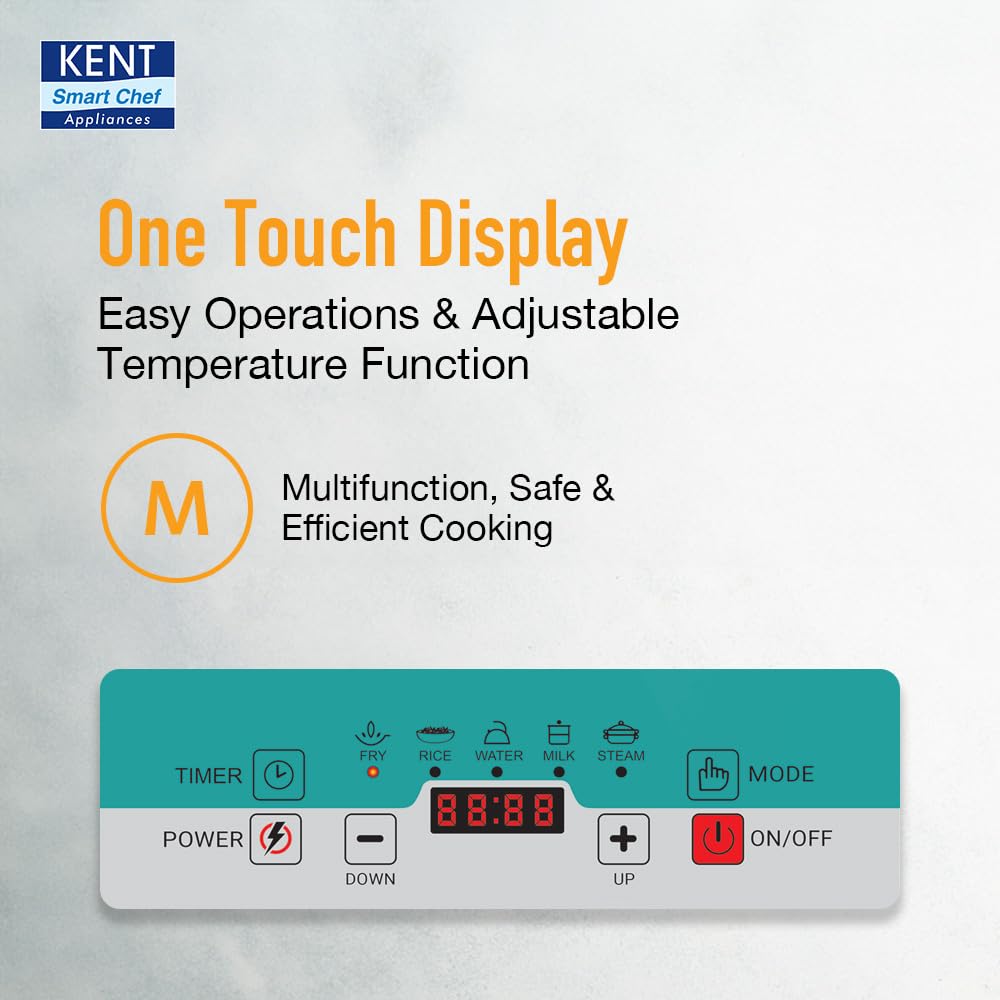 KENT Emerald Induction Cooktop 1500W|Faster Cooking With 5 Preset Options|Full Microcrystalline Glass|Adjustable Temperature Function|Overheat Protection|Safe Cooking And Easy Cleaning,Black