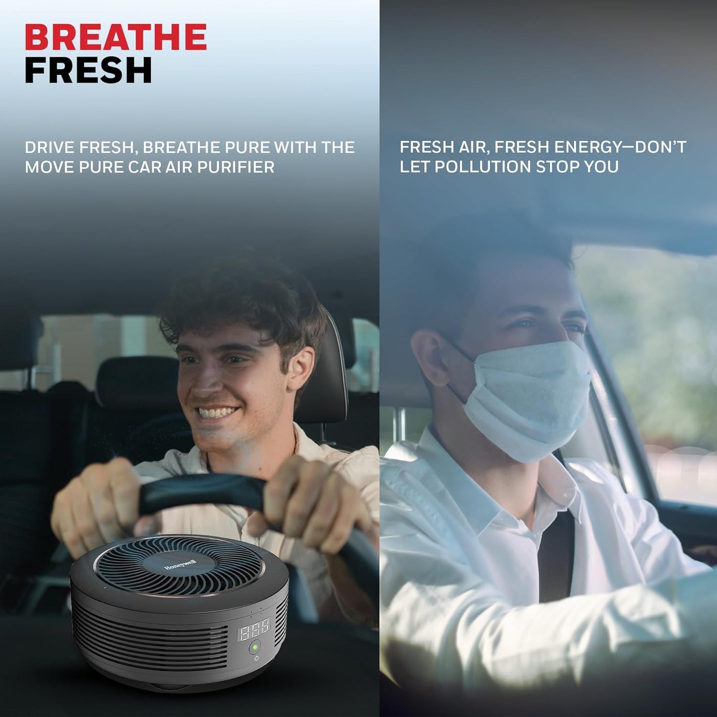 Honeywell Move Pure 4 Car Air Purifier | 3-in-1 HEPA Filtration | Removes 99.99 % PM 2.5 &amp; Odors | Dual USB Ports | Compact Design | Suraj Electronics