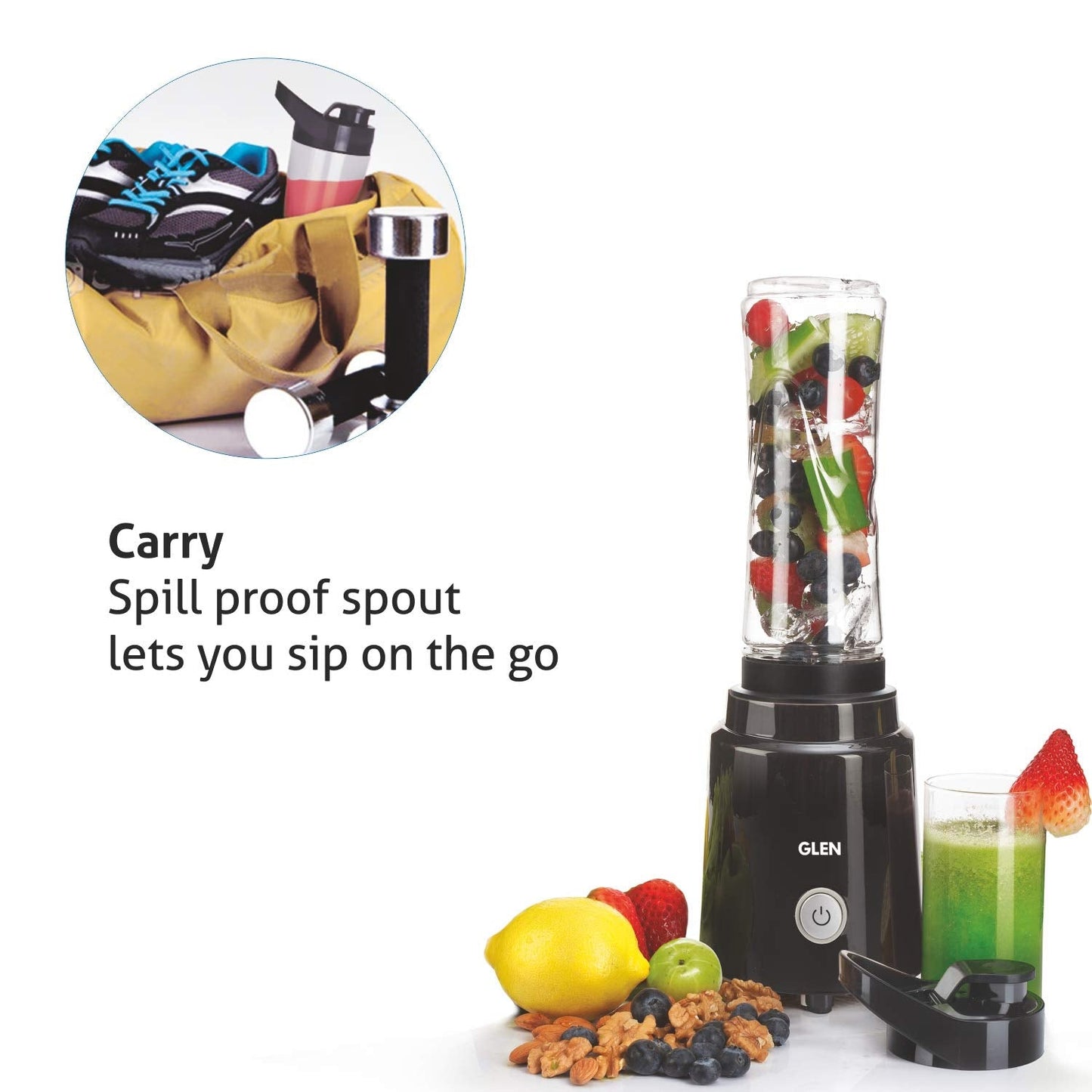 Glen SA 4047 BL Personal Blender (200W, 0.6L, Black) | BPA-Free Bottle | 2-Year Warranty | Suraj Electronics Delhi NCR