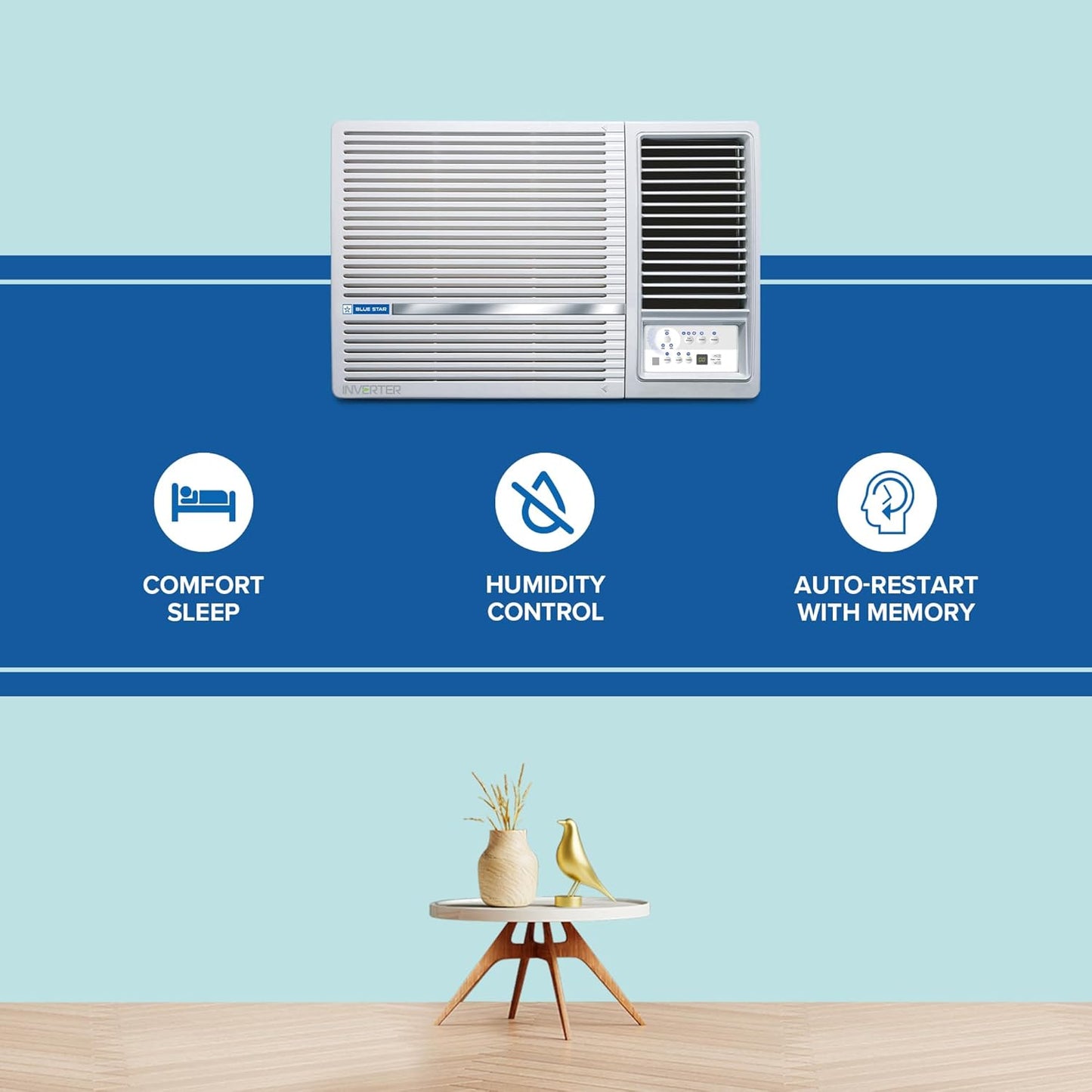 Blue Star WIE318L 1.5 Ton 3 Star Inverter Window AC | Copper Condenser, Turbo Cool, 5-in-1 Convertible, Anti-Bacterial Filter, Self Diagnosis | White | Buy at Suraj Electronics