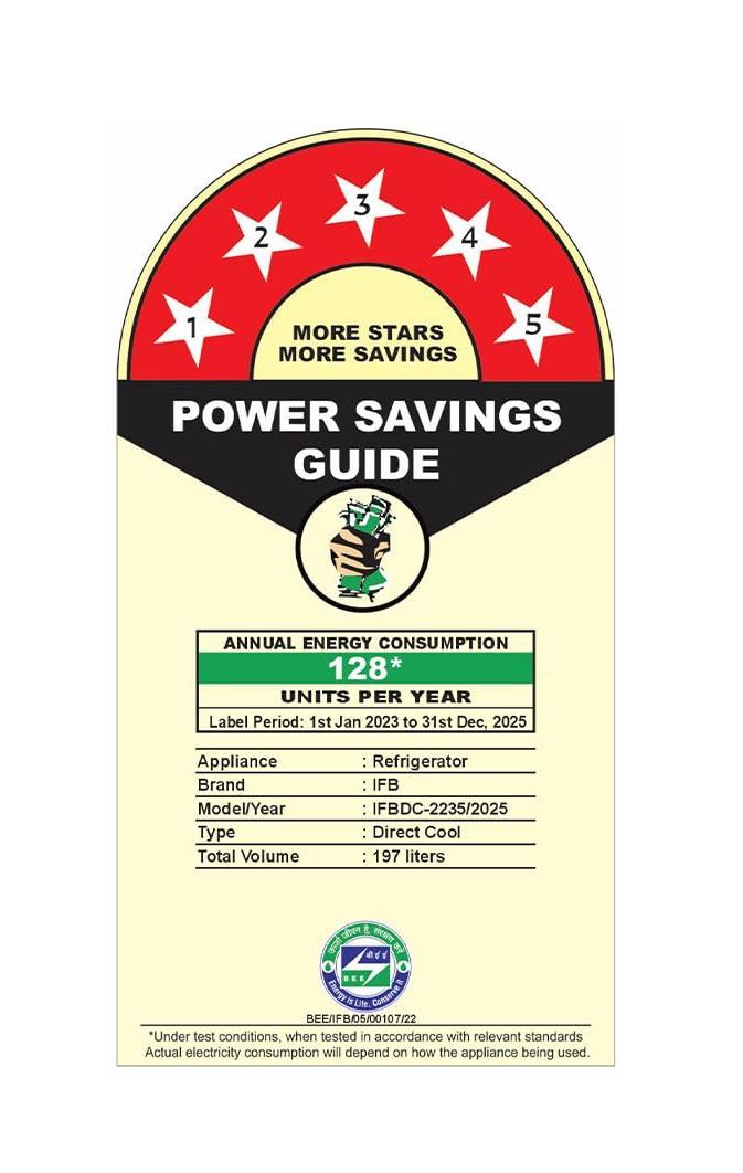 IFB IFBDC-2235IAG 197L 5 Star Direct Cool Inverter Single Door Refrigerator – White, Energy Efficient, Large Storage | Suraj Electronics