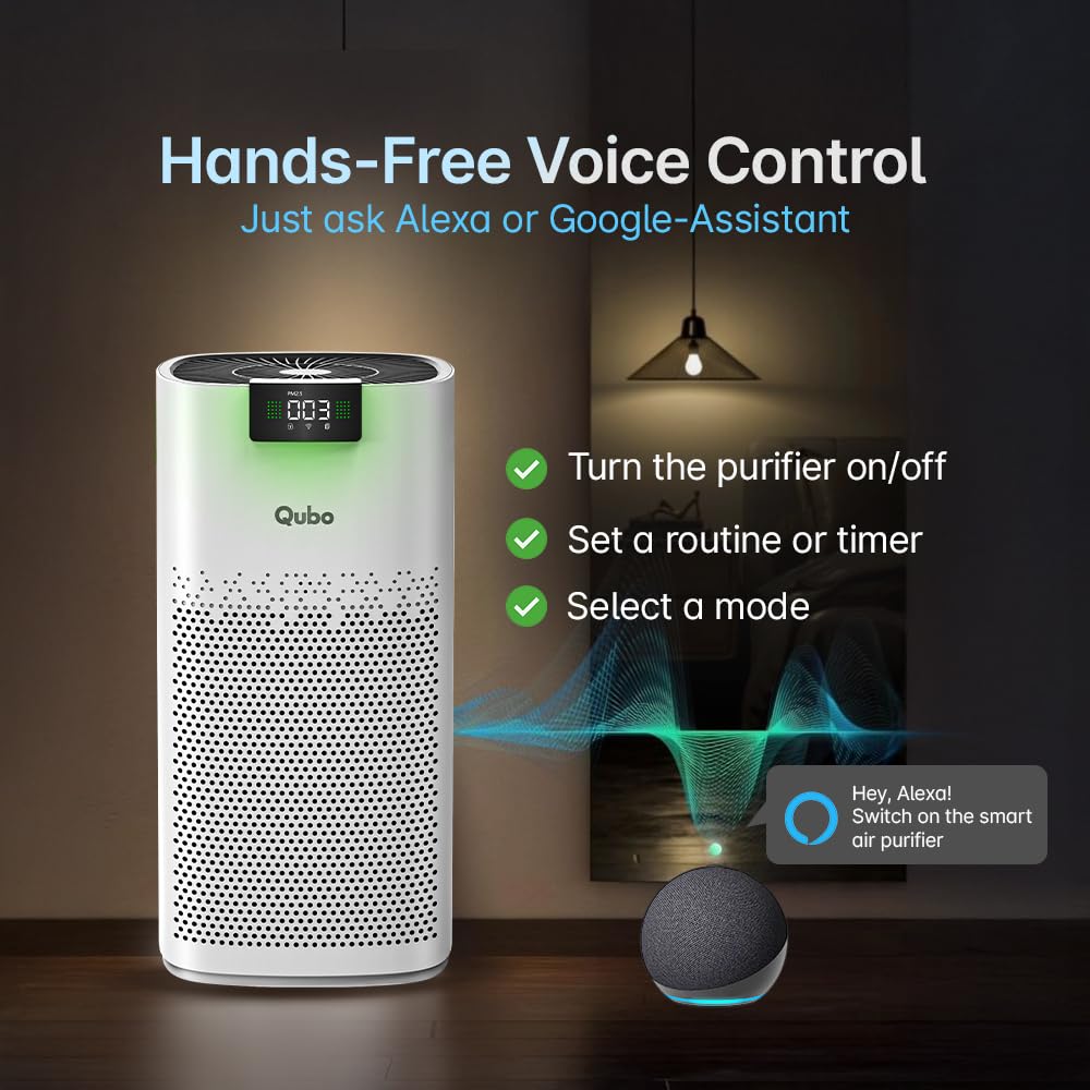 Qubo Smart Air Purifier Q600 | 4-Layer Filtration | HEPA H13 | QSensAI Smart Mode | 600 Sq. Ft. Coverage | App &amp; Voice Control | Suraj Electronics