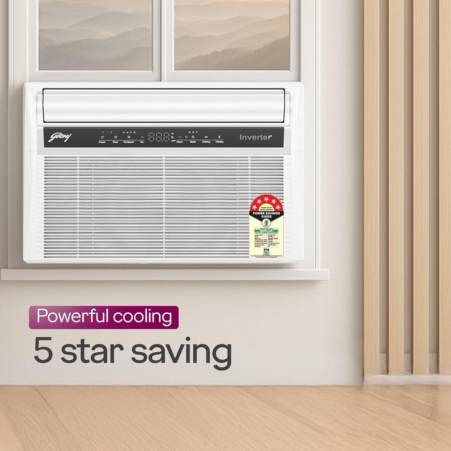 Godrej WIC 18XTC5 WYA 1.5 Ton 5 Star Inverter Window AC | 5-in-1 Convertible Cooling | Copper Condenser | Pure Air Filter | 2025 Model | White | Made in India