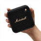 Marshall Willen II Portable Bluetooth Speaker (Black & Brass) – 17+ Hours Playtime, IP67 Dust & Waterproof, Built-in Mic, Strap Mount, Compact Design