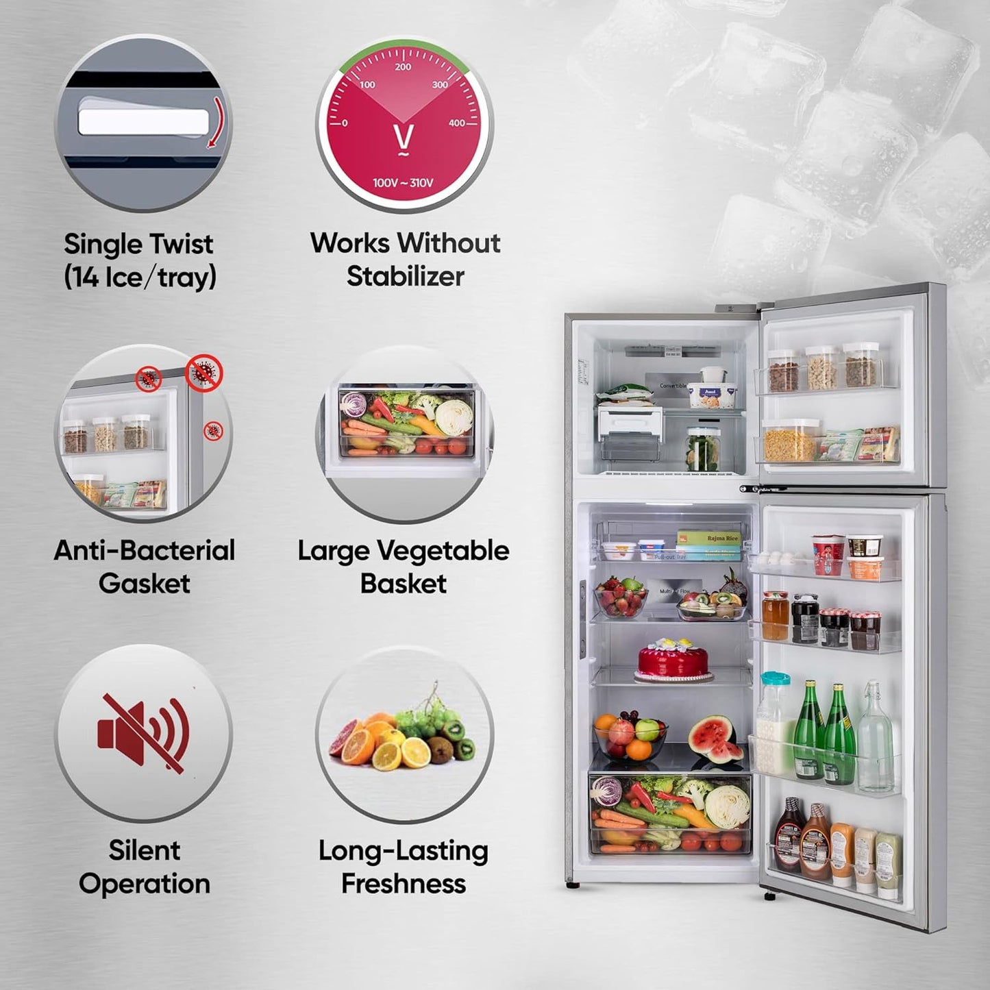 LG GL-T342TPZY 322 L 2 Star Frost-Free Convertible Double Door Refrigerator with Wi-Fi, Door Cooling+ & Smart Inverter Compressor (Shiny Steel )