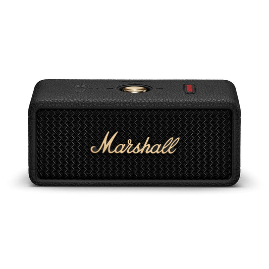 Marshall Emberton III Bluetooth Speaker Black & Brass – 32+ Hours Playtime, 360° Sound, IP67 Dust & Waterproof, Built-in Mic