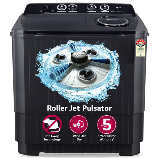 LG P1155SKAZ 11 Kg 5 Star Wind Jet Dry Rat Away Technology Semi-Automatic Top Loading Washing Machine ( Roller Jet Pulsator, Punch + 3, Middle Black)