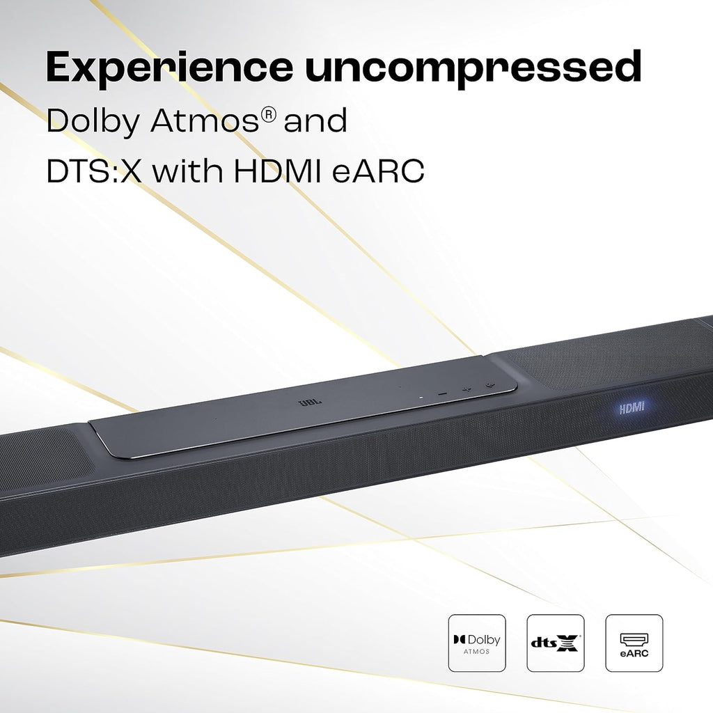 JBL Bar 1300 11.1.4 Channel Dolby Atmos Soundbar with Wireless Subwoofer, DTS:X, Detachable Bluetooth Speakers, 1170W, HDMI eARC – Black