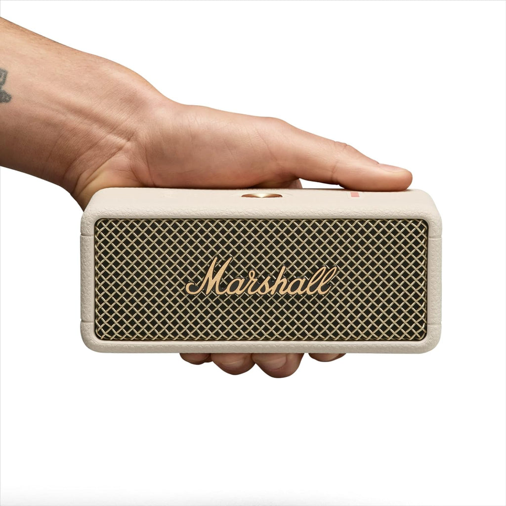 Marshall Emberton III Portable Bluetooth Speaker (Cream) – 32+ Hours Playtime, IP67 Waterproof, True Stereophonic Sound, Built-in Mic