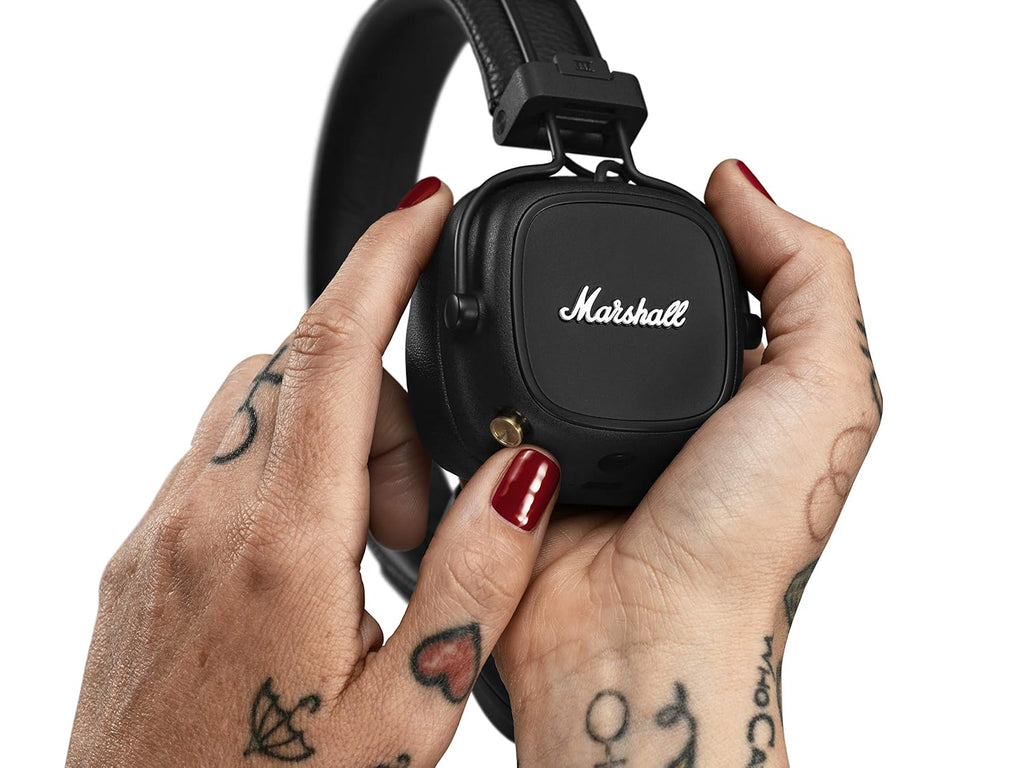 Marshall Major IV Wireless Bluetooth On-Ear Headphones with Mic | 80+ Hours Playtime | Wireless Charging | Signature Sound | Black