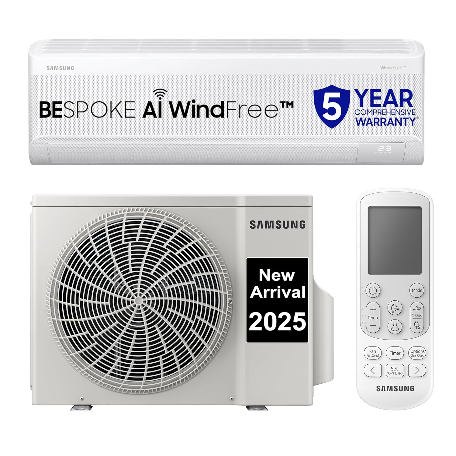 Samsung AR60F19D1ZW 1.5 Ton 5 Star Windfree AI Inverter Smart Split AC (WiFi, Copper, Digital Inverter, 4 Way swing)