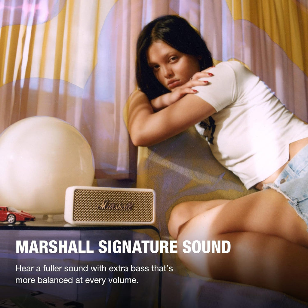 Marshall Emberton III Portable Bluetooth Speaker (Cream) – 32+ Hours Playtime, IP67 Waterproof, True Stereophonic Sound, Built-in Mic