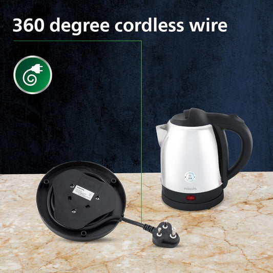 Philips HD9373/00 1.5 L Stainless Steel Electric Kettle (Black) | 1500 W | Triple Auto Cut-Off | SS-304 Rust-Proof Body | Suraj Electronics Delhi NCR