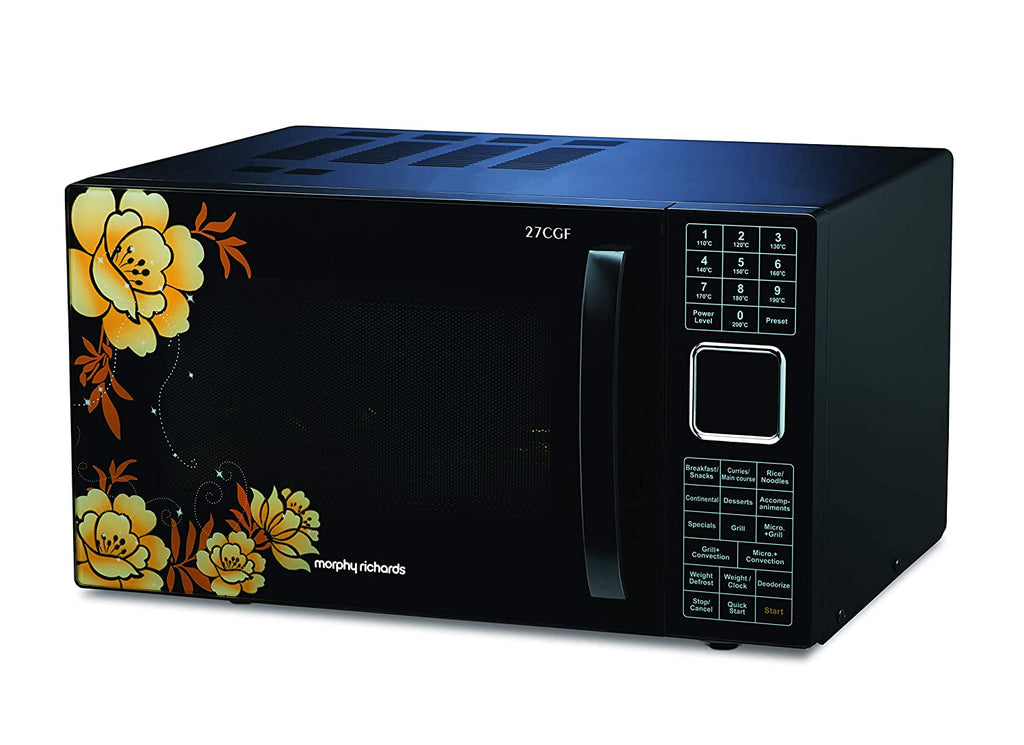 Morphy Richards 27CGF 27L Convection Microwave Oven (Floral Design, 200 Autocook Menus, Stainless Steel Cavity, Black)