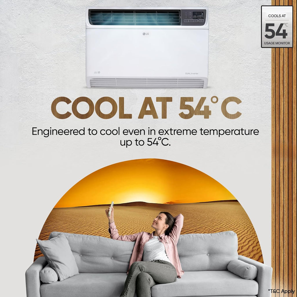 LG UW-Q18WUZA 1.5 Ton 5 Star AI Convertible 4-in-1 Dual Inverter Window AC (HD Filter, Fast Cooling, Ocean Black Protection, R32,White)