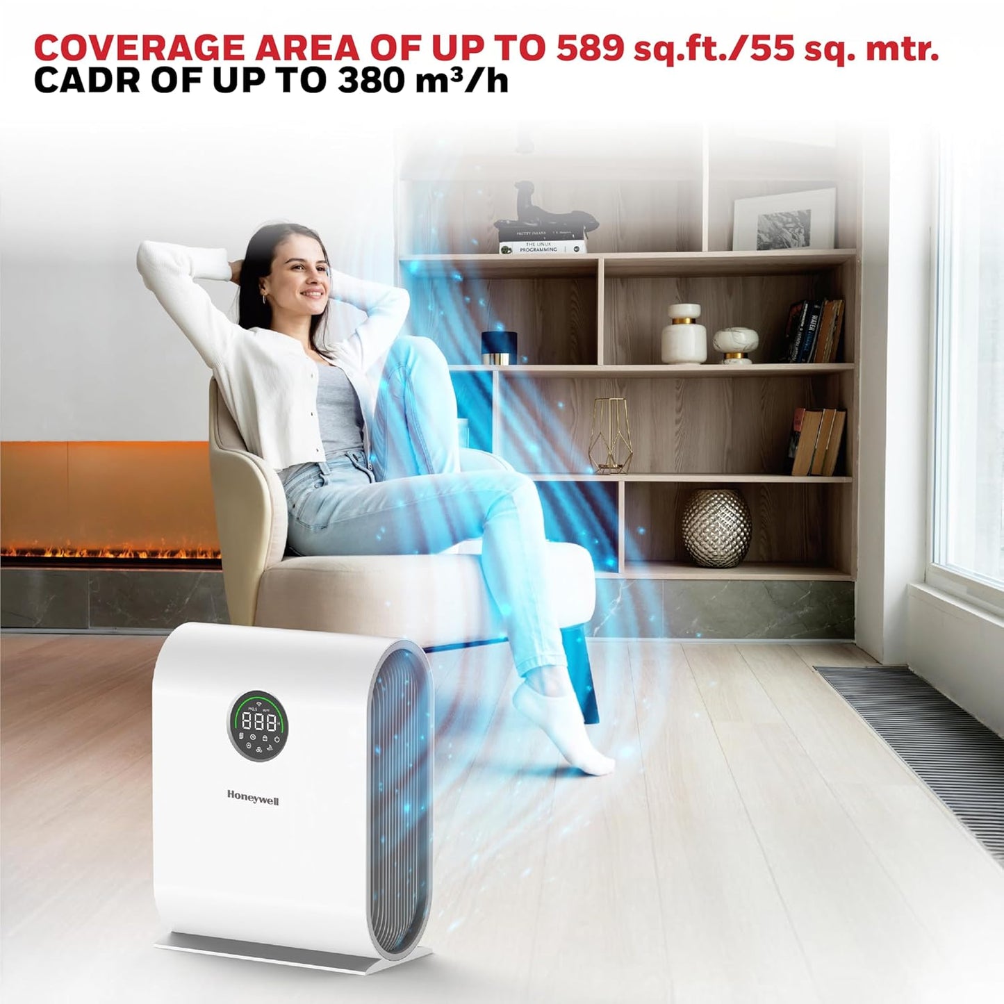 Honeywell Air Touch V5 Smart Air Purifier | 4-Stage Filtration | H13 HEPA Filter | Wi-Fi App &amp; Voice Control | 589 Sq.Ft Coverage | Suraj Electronics Delhi NCR
