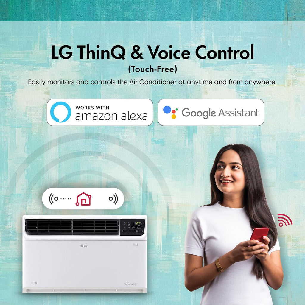 LG UW-Q18WWZA 1.5 Ton 5 Star Wi-Fi Inverter Window AC – Copper Coil, Convertible 4-in-1 Cooling, HD Filter,White