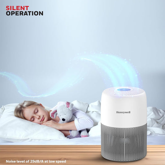 Honeywell Air touch V1 Air Purifier for Home & Office, 3-in-1 filter - Pre-Filter, H13 HEPA Filter, Activated Carbon Filter, Removes 99.97% Pollutants, Allergens, Pet Danger, Smoke, Dust & Pollens