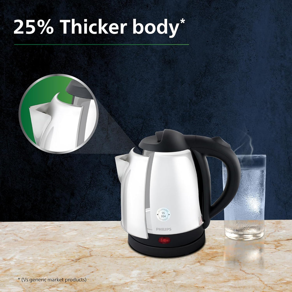 Philips HD9373/00 1.5 L Stainless Steel Electric Kettle (Black) | 1500 W | Triple Auto Cut-Off | SS-304 Rust-Proof Body | Suraj Electronics Delhi NCR