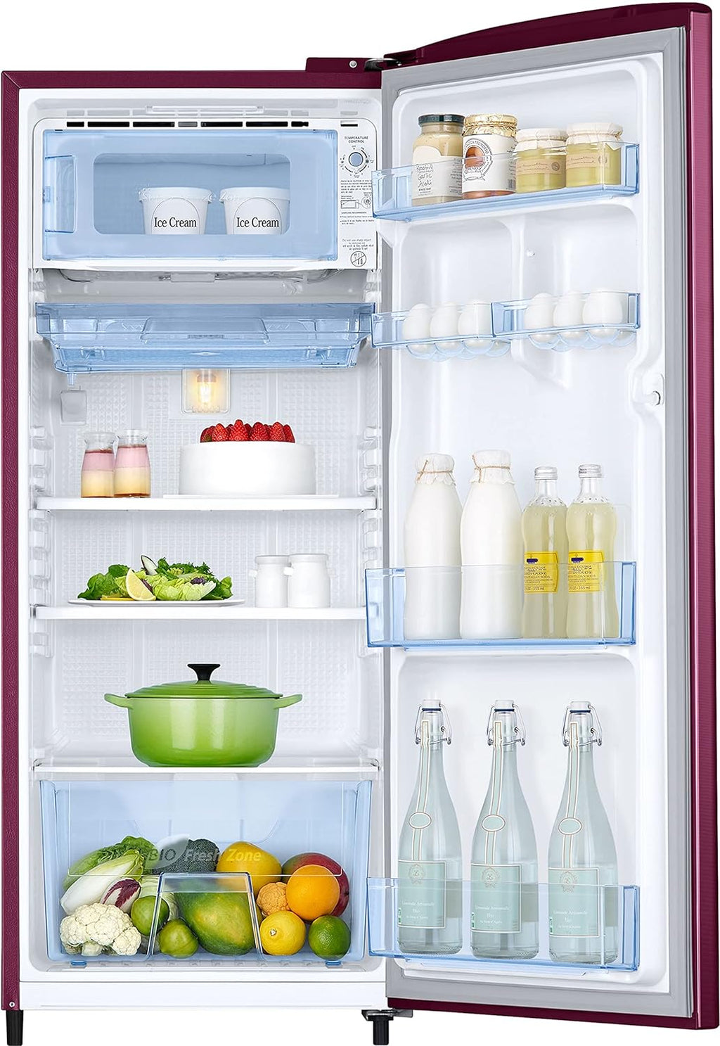 Samsung RR20C2712R8/NL 183 L, 2 Star, Digital Inverter, Direct-Cool Single Door Refrigerator ( Blooming Saffron Red)