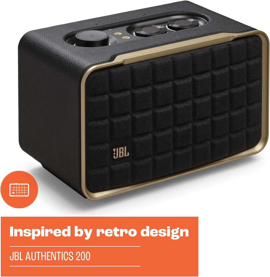 JBL Authentics 200 Smart Home Speaker – 90W Stereo Sound, Wi-Fi & Bluetooth, Dual Voice Assistants, Retro Design, Hi-Res Audio, Sustainable Build | 1 Year Warranty | 24-Hour Delivery