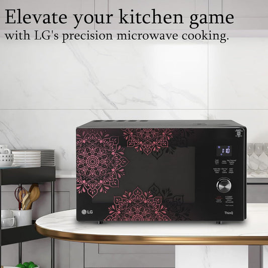 LG MJEN286VIW 28 L Charcoal Convection Microwave Oven | Wi-Fi Enabled | Scan to Cook | 360° Motorised Rotisserie | Heart-Friendly Recipes | Stainless Steel Cavity | Black
