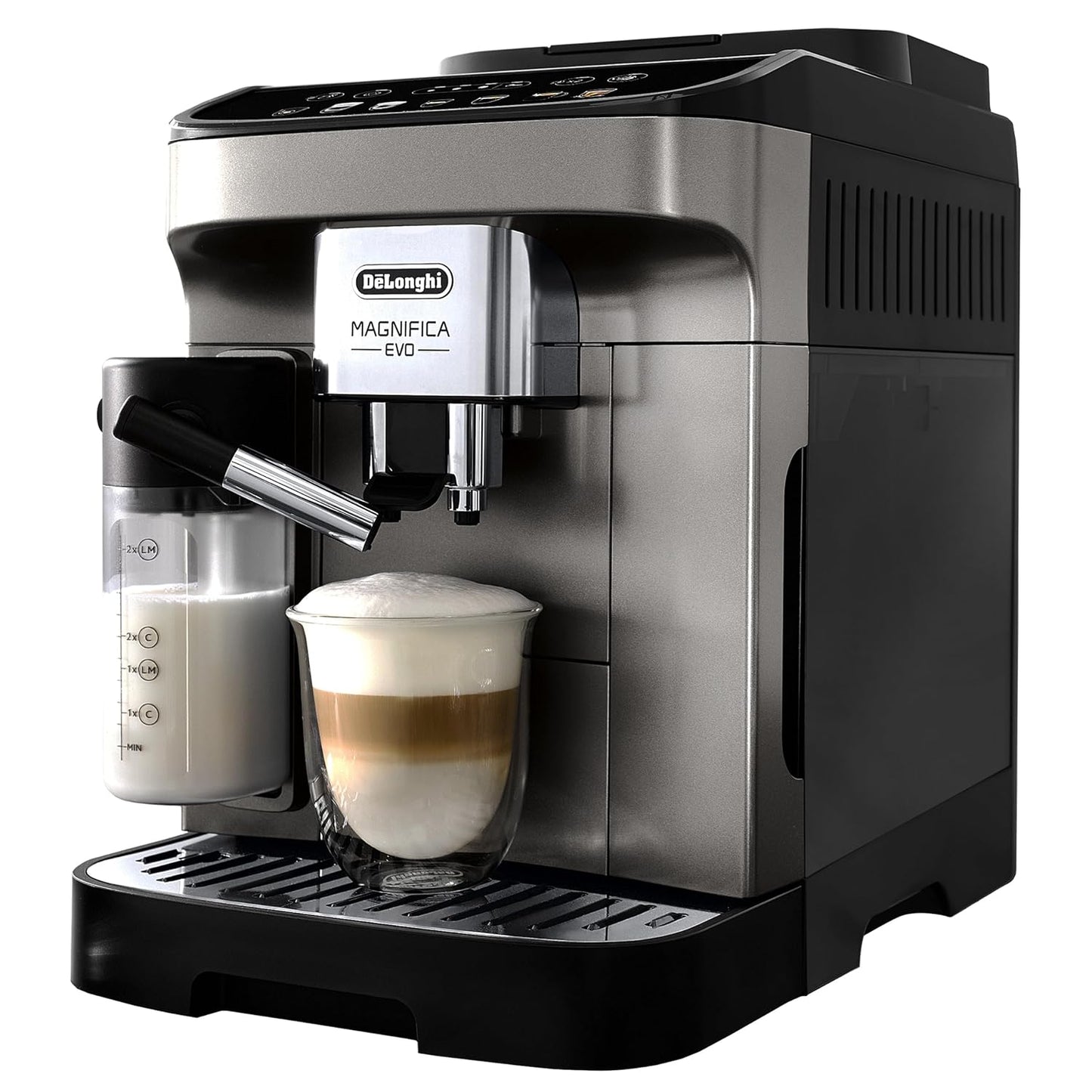 Delonghi Ecam290.81 TB- Magnifica Evo|Bean To Cup Fully Automatic Coffee Machine|7 One-Touch Recipes - Latte, Espresso, Cappuccino & More|15 Bar Pressure|1450 W|Free Demo & Installation(Titanium Black)