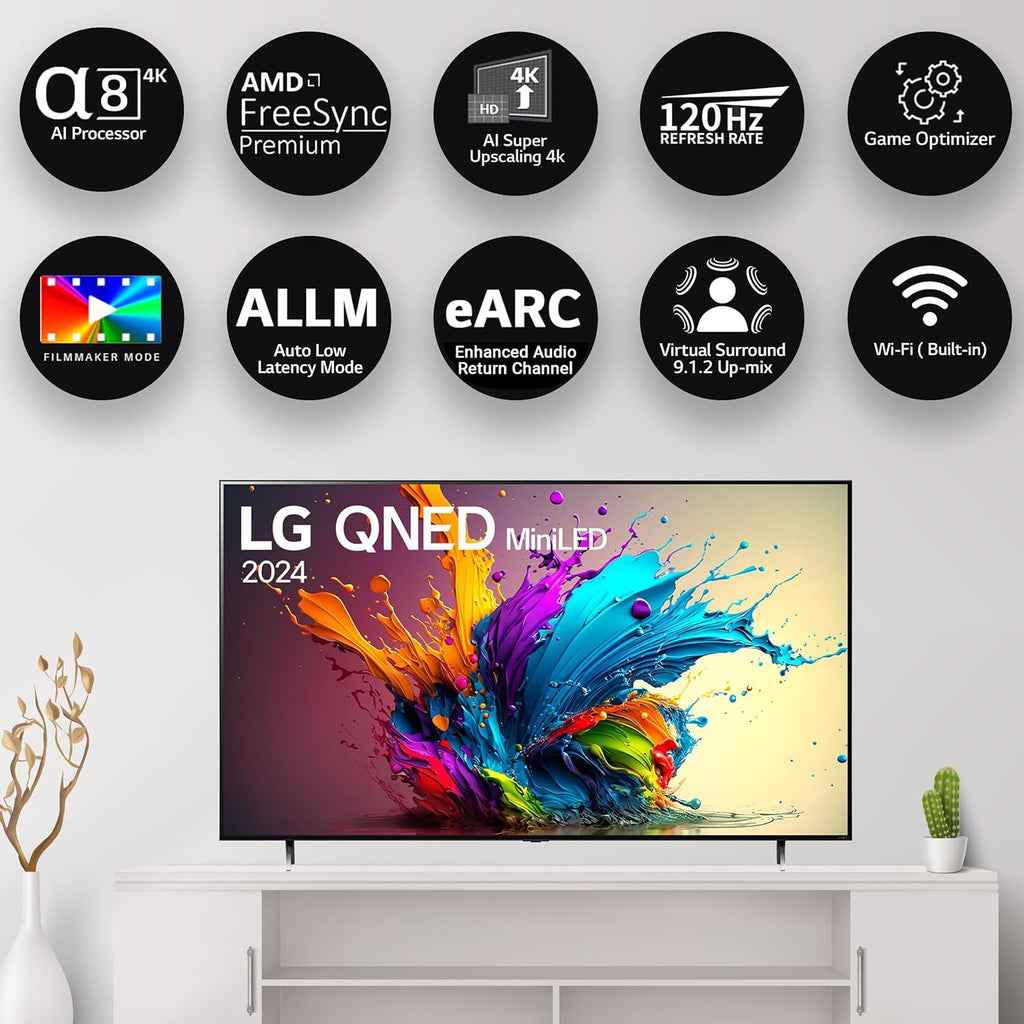 LG 65QNED90T6A 65 Inch 4K Ultra HD Smart MiniLED QNED TV | α8 AI Processor | Dolby Vision & Atmos | 120Hz Refresh Rate | Magic Remote