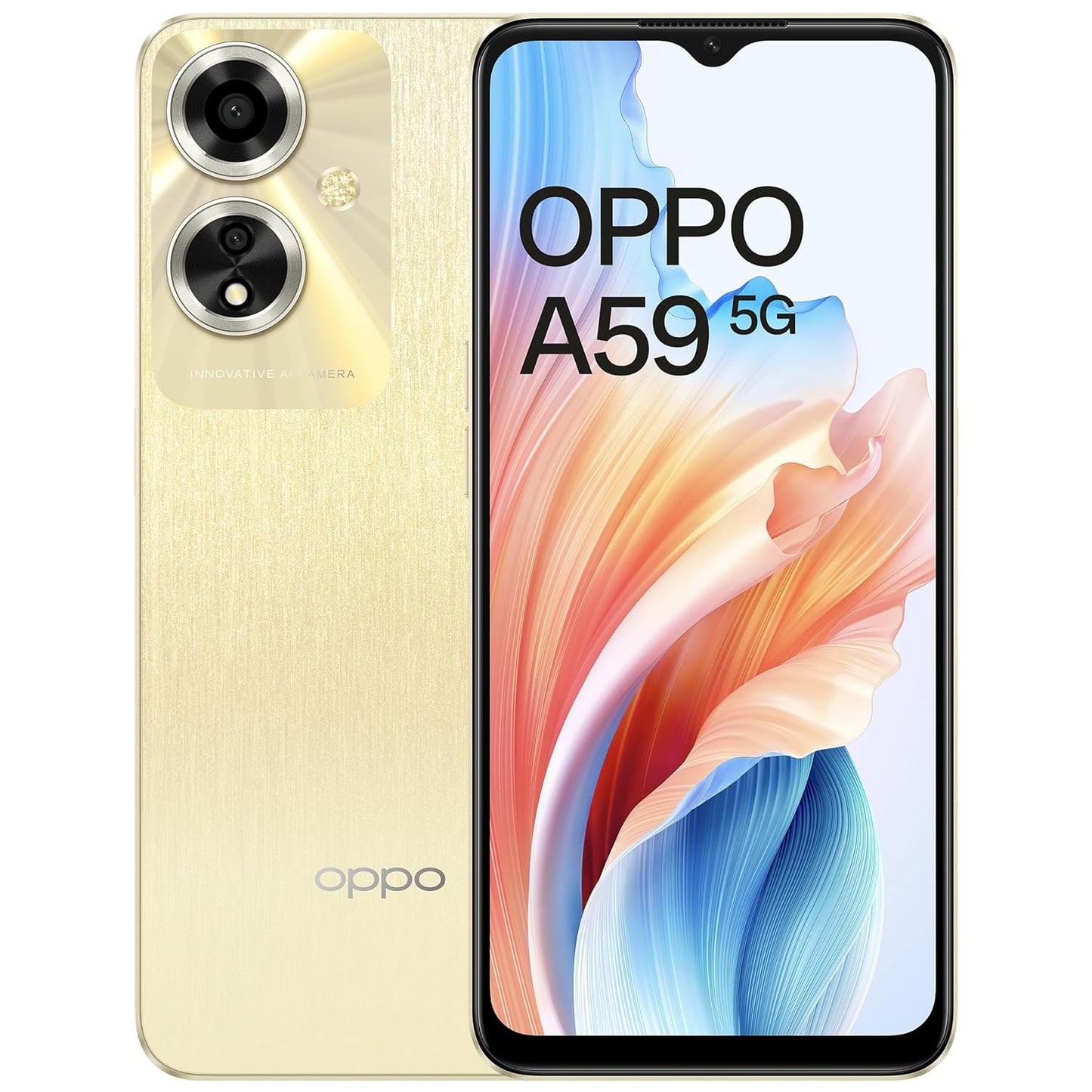 OPPO A59 5G (Silk Gold, 4GB RAM, 128GB Storage) | 5000 mAh Battery with 33W SUPERVOOC Charger | 6.56" HD+ 90Hz Display