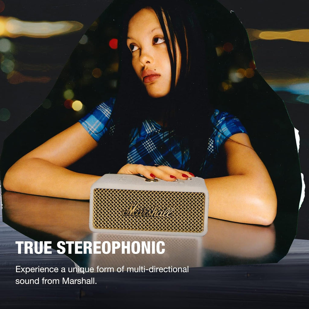 Marshall Emberton III Portable Bluetooth Speaker (Cream) – 32+ Hours Playtime, IP67 Waterproof, True Stereophonic Sound, Built-in Mic