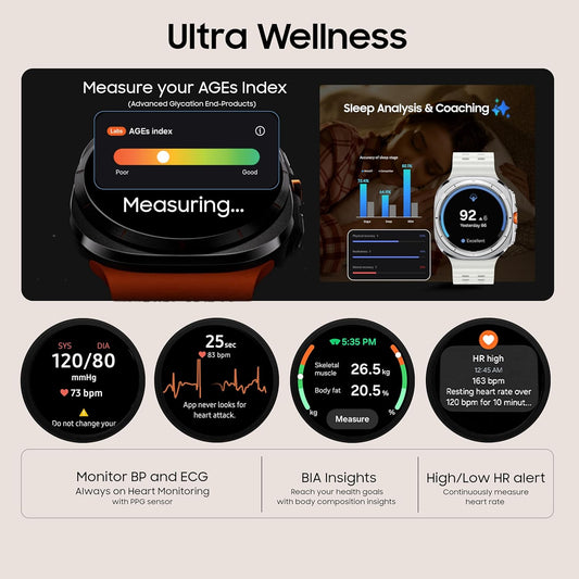 Samsung Galaxy Watch Ultra (47mm, LTE, White) with Upto 100h battery | 3nm Processor | Dual GPS | Quick Button/Siren | Sapphire Glass & Titanium | 10ATM & IP68 | BP & ECG Monitor | Energy Score & AGEs