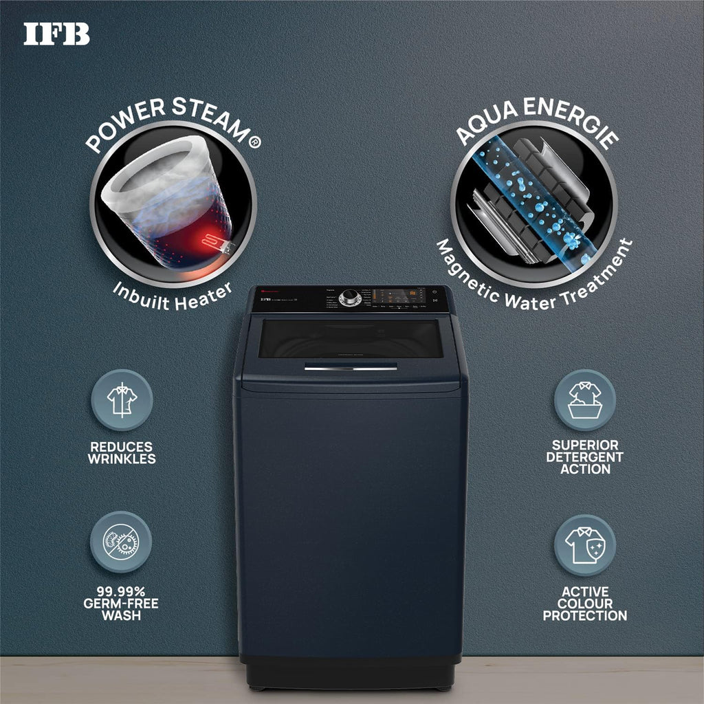 IFB TL S4RBS 10 Kg 5 Star AI Powered Fully Automatic Built-in Heater Top Load Washing Machine ( 10.0 Kg Aqua, Sparkle Silver, 2X Power Steam, 4 Years Comprehensive Warranty)