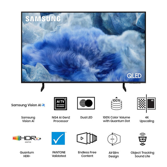 Samsung 55 Inch QLED 4K Smart TV QA55Q8FAAULXL | Q4 AI Processor | Quantum HDR+ | AirSlim Design | SolarCell Remote