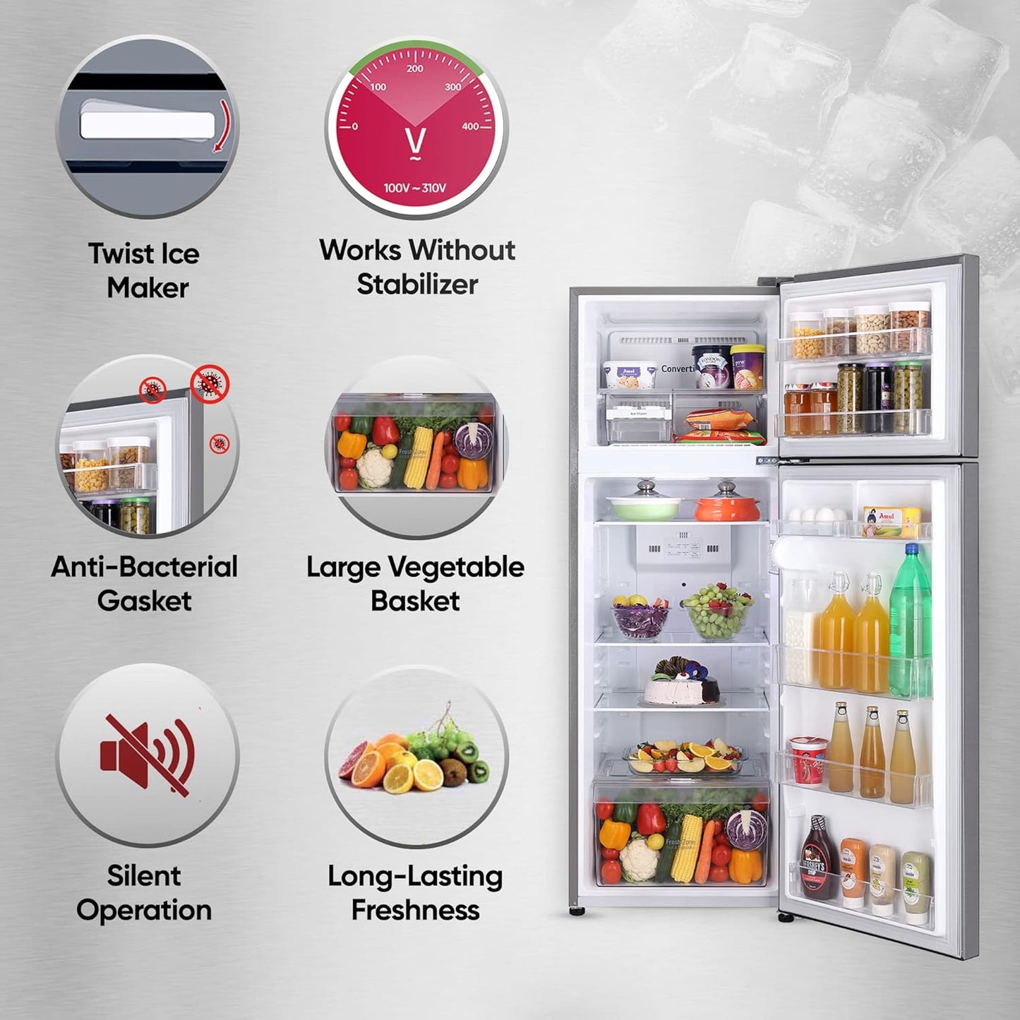 LG GL-S322SPZY 288 L 2 Star Smart Inverter Frost-Free Double Door Refrigerator | Convertible | Multi Air Flow | Suraj Electronics Delhi NCR