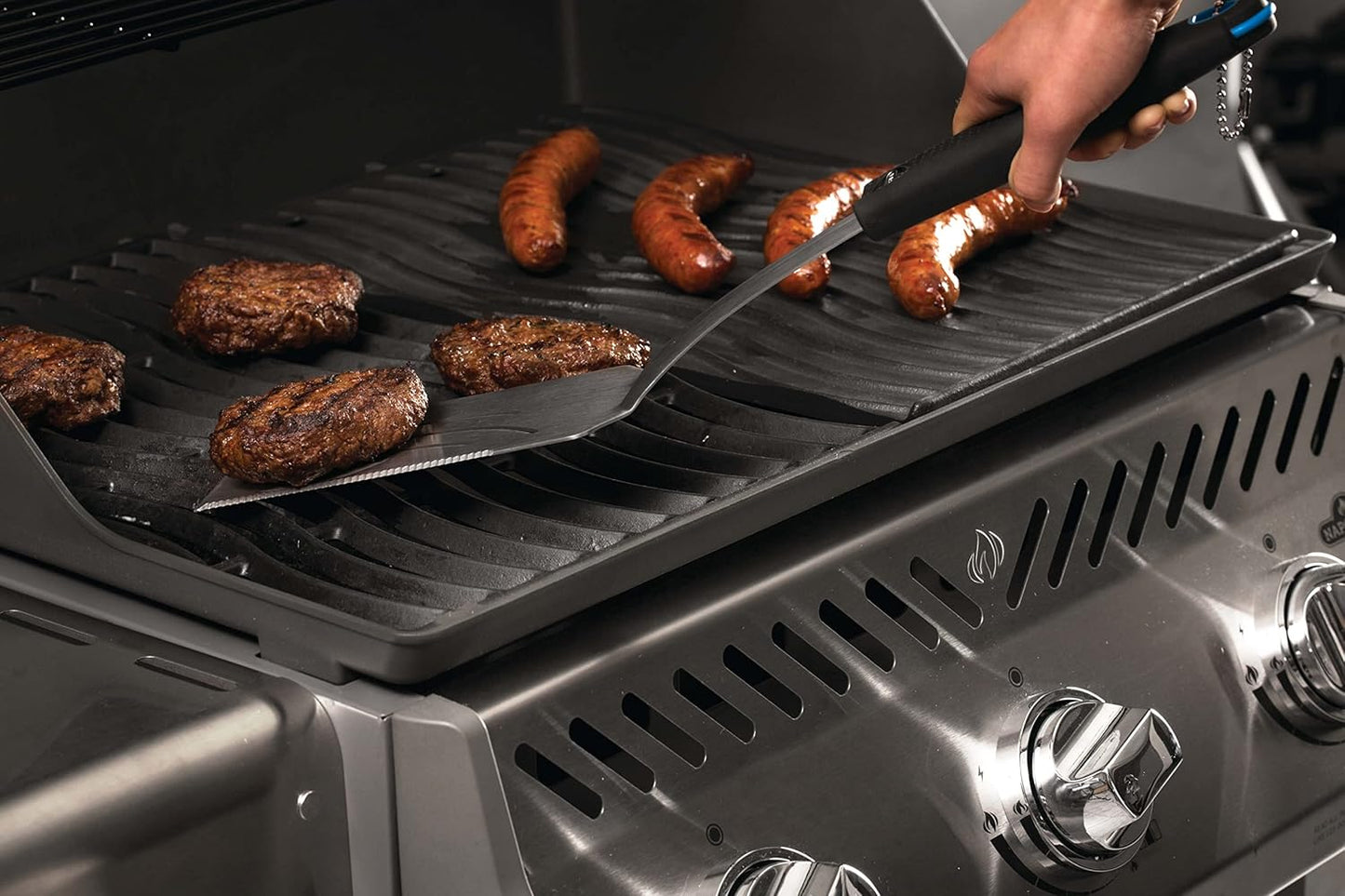 Napoleon 2-Piece BBQ Tool Set | Stainless Steel Tongs & Spatula | Heat-Resistant Handles | Locking Mechanism | Dishwasher Safe | Outdoor Grilling Accessorie