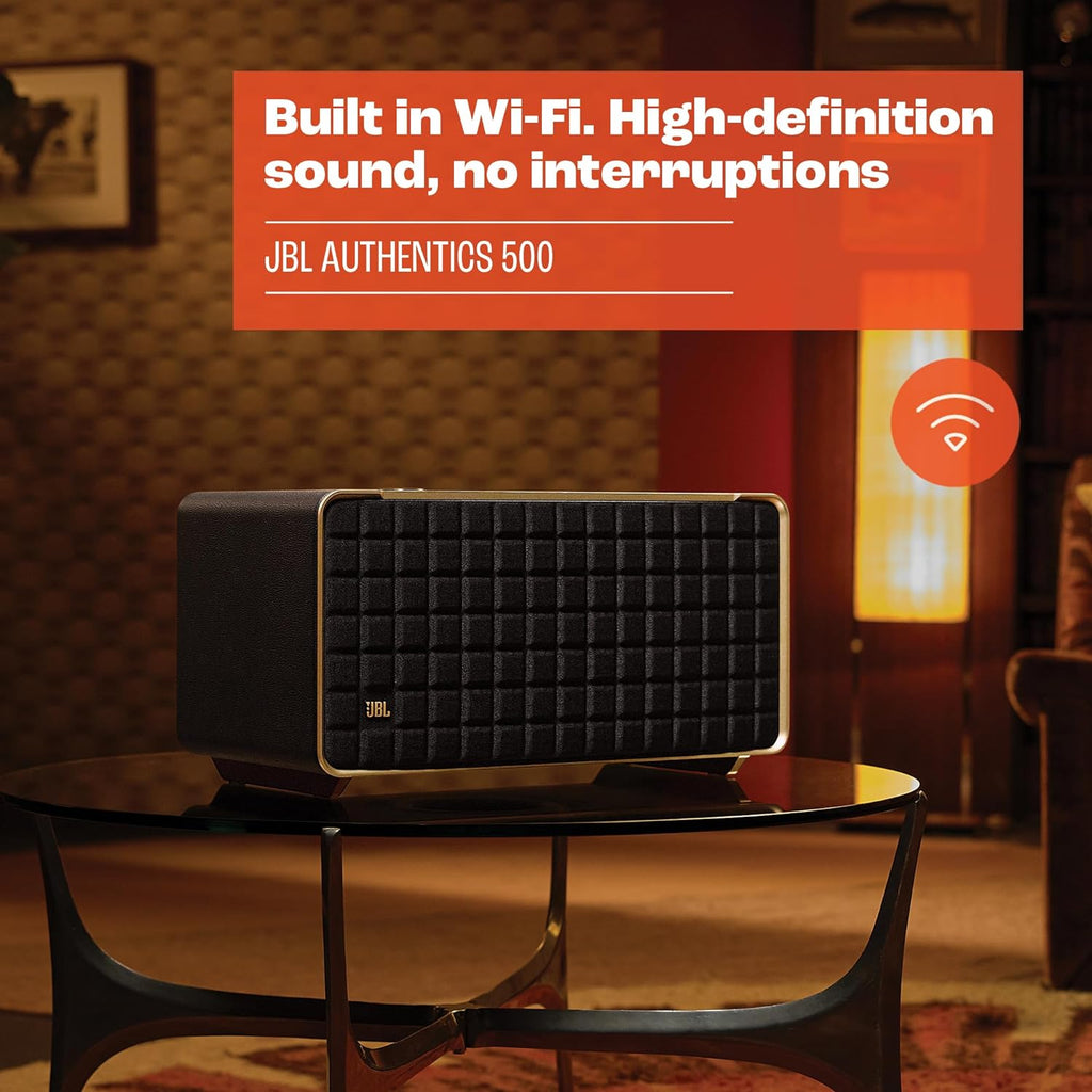 JBL Authentics 500 - Wireless Home Speaker with Bluetooth, Voice Control, and Dolby Atmos, Multi Room Playback, Built in Alexa and Google Assistant