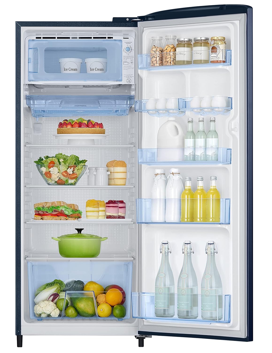 Samsung RR24C2723CU/NL 223L 3 Star Inverter Single Door Refrigerator (Camellia Blue) | Digital Inverter, Solar Compatible, Toughened Glass Shelves