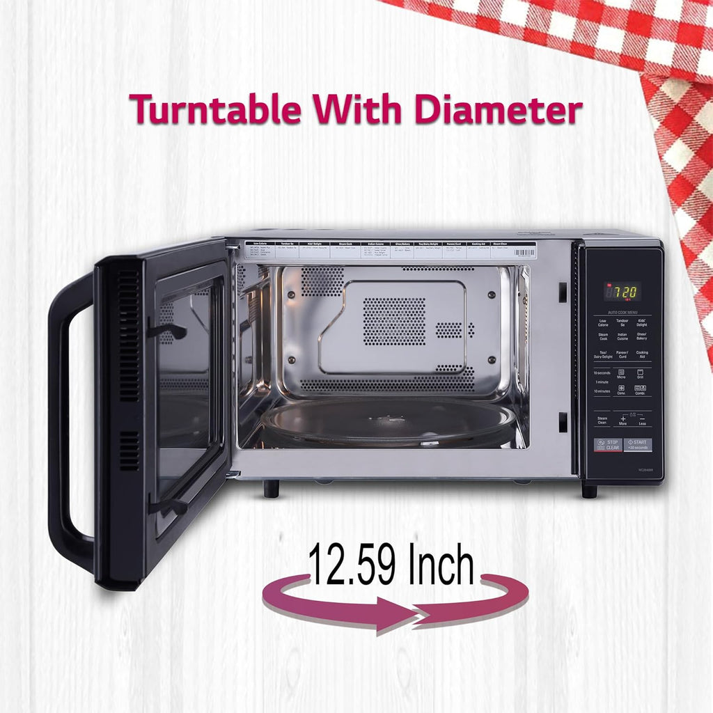 LG MC2846BR 28 L Convection Microwave Oven – Black, 251 Auto Cook Menu, Stainless Steel Cavity, Ghee in 12 Mins, Quartz Heater
