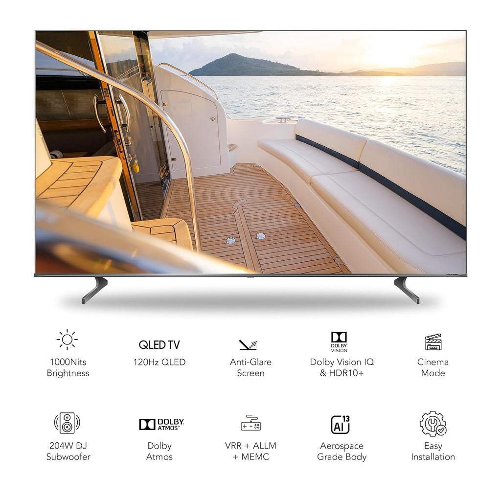 VU 85QV 3-Year Warranty 85 Inch GloLED 4K Ultra HD Smart QLED TV | Masterpiece Series | 120Hz Refresh Rate | Dolby Vision IQ | 136W DJ Sound  | Jetplane Grey
